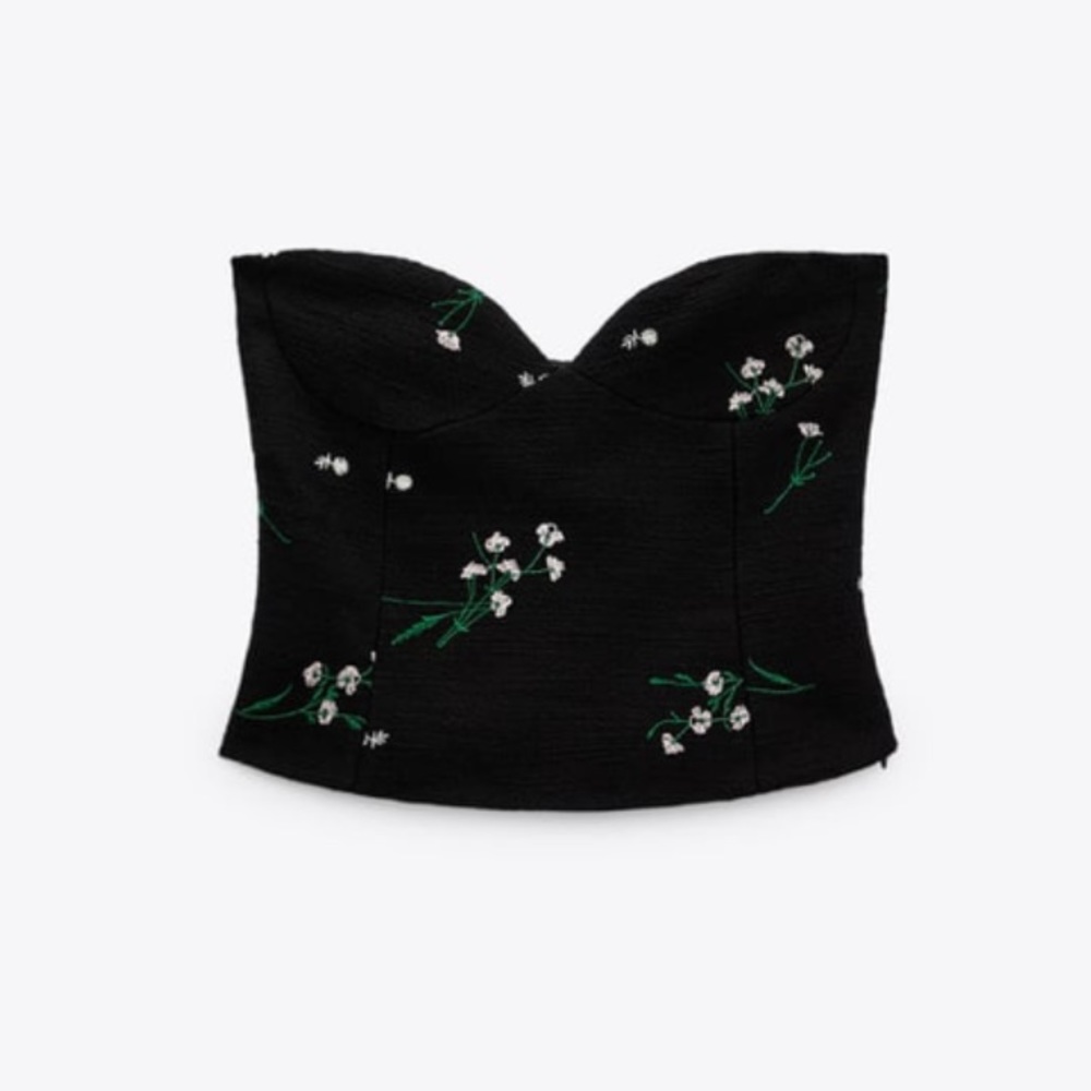 Zara Embroidered Textured Bustier